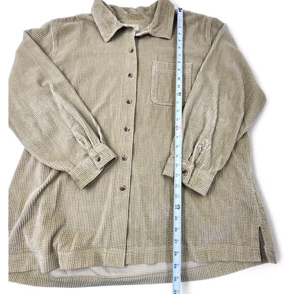 LL Bean Corduroy Button Up Shirt Jacket Brown Tan Front Pocket Womens Plus 2XL - Picture 8 of 9